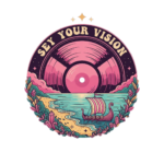 Sey Your Vision logo featuring a vibrant, artistic beach scene with a viking ship and a vinyl record sun. Providing professional website support and digital services.